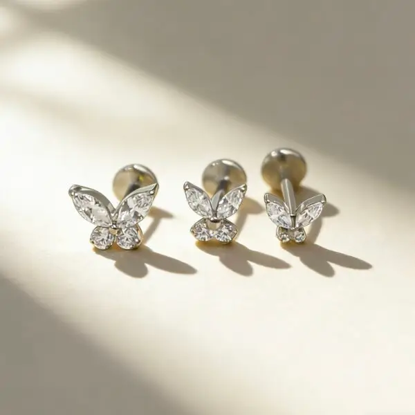 G23 Titanium Butterfly Piercing Studs