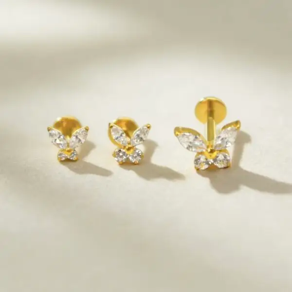 G23 Titanium Butterfly Piercing Studs