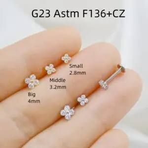 G23 Titanium CZ Flower Studs - Image 2