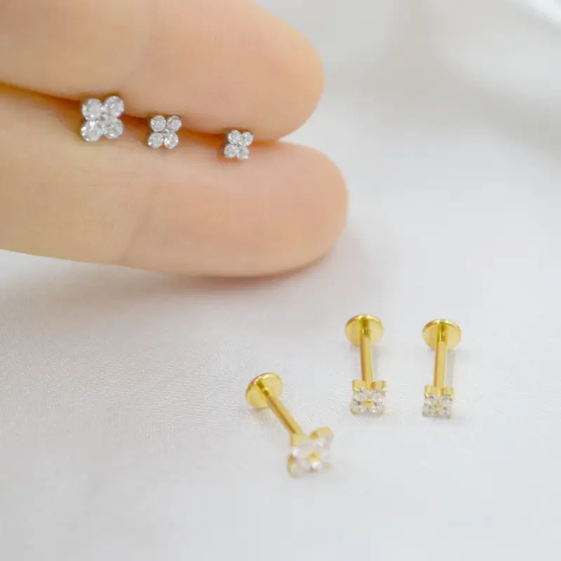 G23 Titanium CZ Flower Studs - Image 1