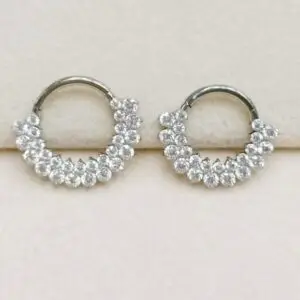 G23 Titanium CZ Nose Ring&Ear Hoop - Image 2