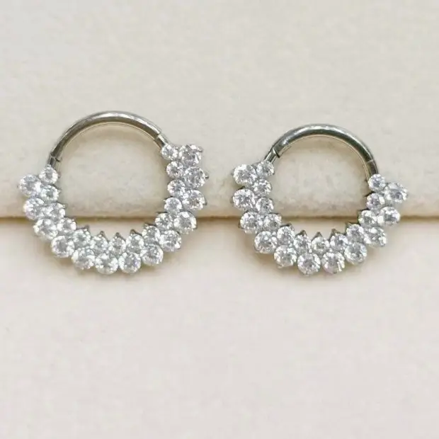 G23 Titanium CZ Nose Ring&Ear Hoop - Image 2