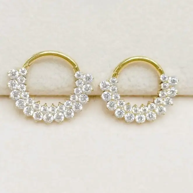 G23 Titanium CZ Nose Ring&Ear Hoop - Image 3