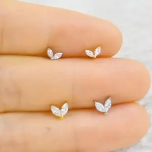 G23 Marquise CZ Flat Piercing Studs