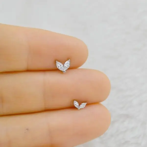 G23 Marquise CZ Flat Piercing Studs