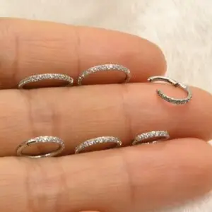 316L CZ Paved Hinged Piercing Rings