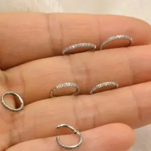 316L CZ Paved Hinged Piercing Rings - Image 2