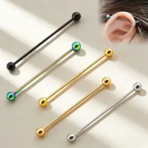 316L Steel Long Barbell Earrings - Image 2