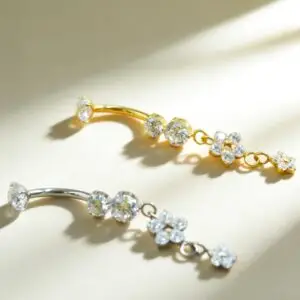 G23 Titanium Flower CZ Belly Ring - Image 2