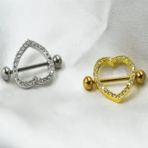 CZ Inlaid Heart Breast Ring - Image 2