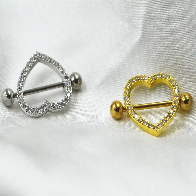 CZ Inlaid Heart Breast Ring - Image 2