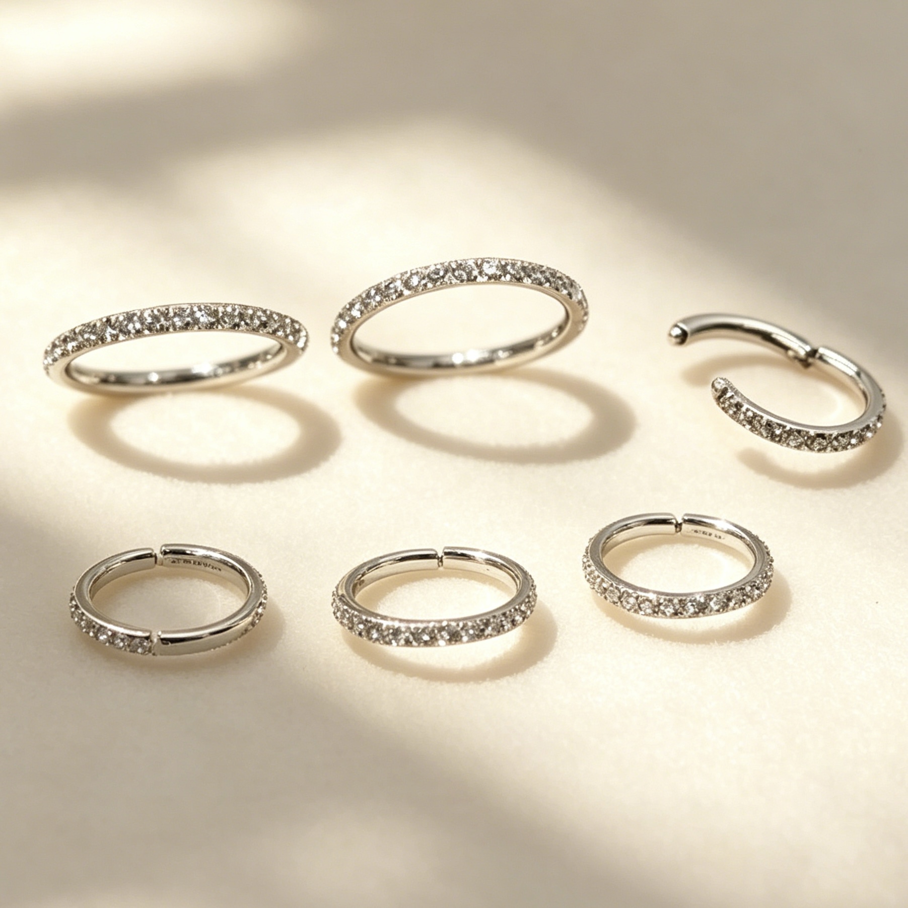 316L CZ Paved Hinged Piercing Rings - Image 1