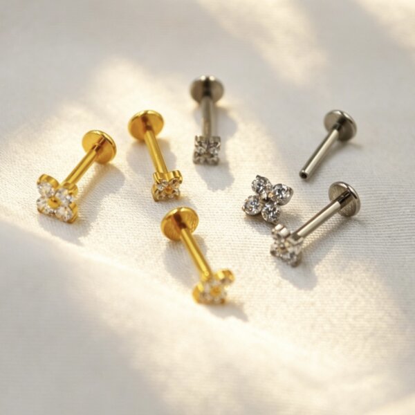 G23 Titanium CZ Flower Studs