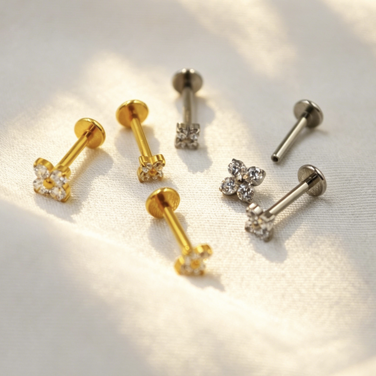 G23 Titanium CZ Flower Studs - Image 1