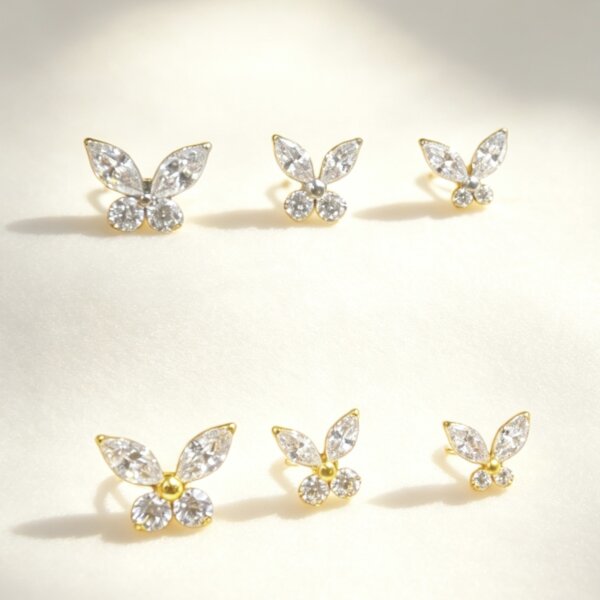 G23 Titanium Butterfly Piercing Studs