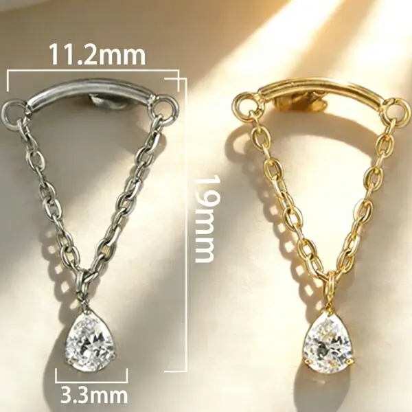G23 Titanium Teardrop Chain Ear Cuff