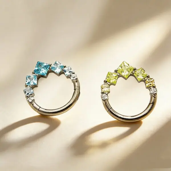 F136 Titanium Gradient Square CZ Hinged Ring