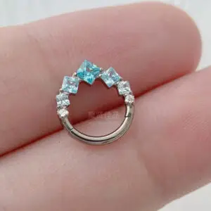 F136 Titanium Gradient Square CZ Hinged Ring - Image 2