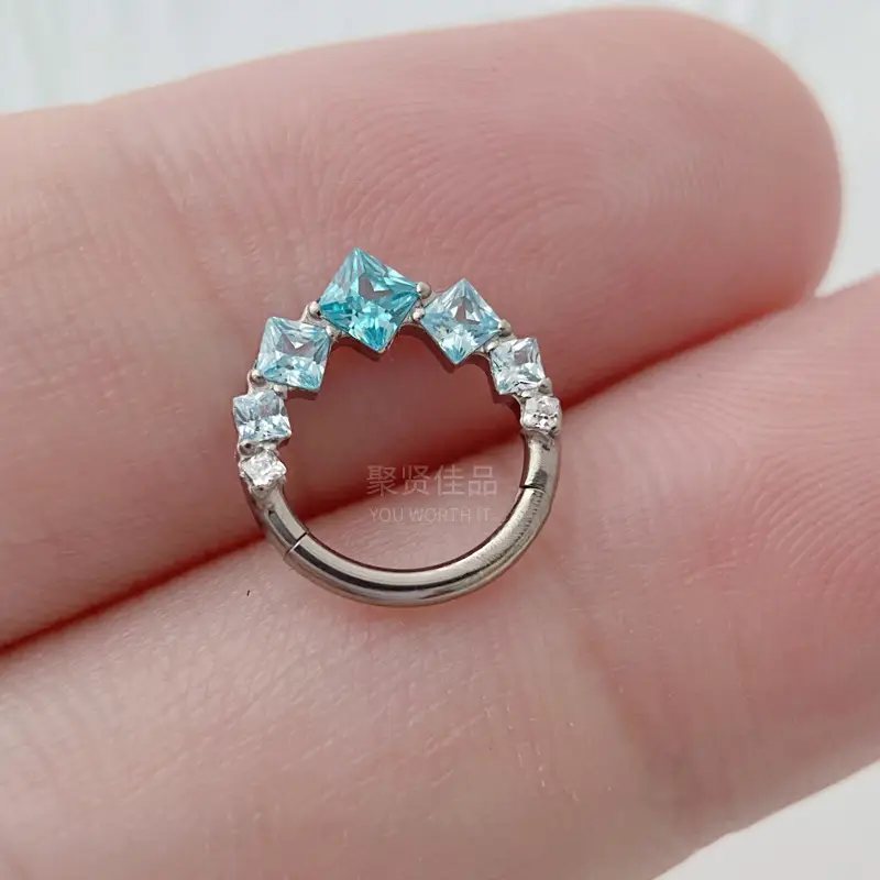 F136 Titanium Gradient Square CZ Hinged Ring - Image 2