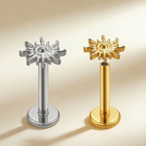 F136 Titanium Sunburst Labret Stud