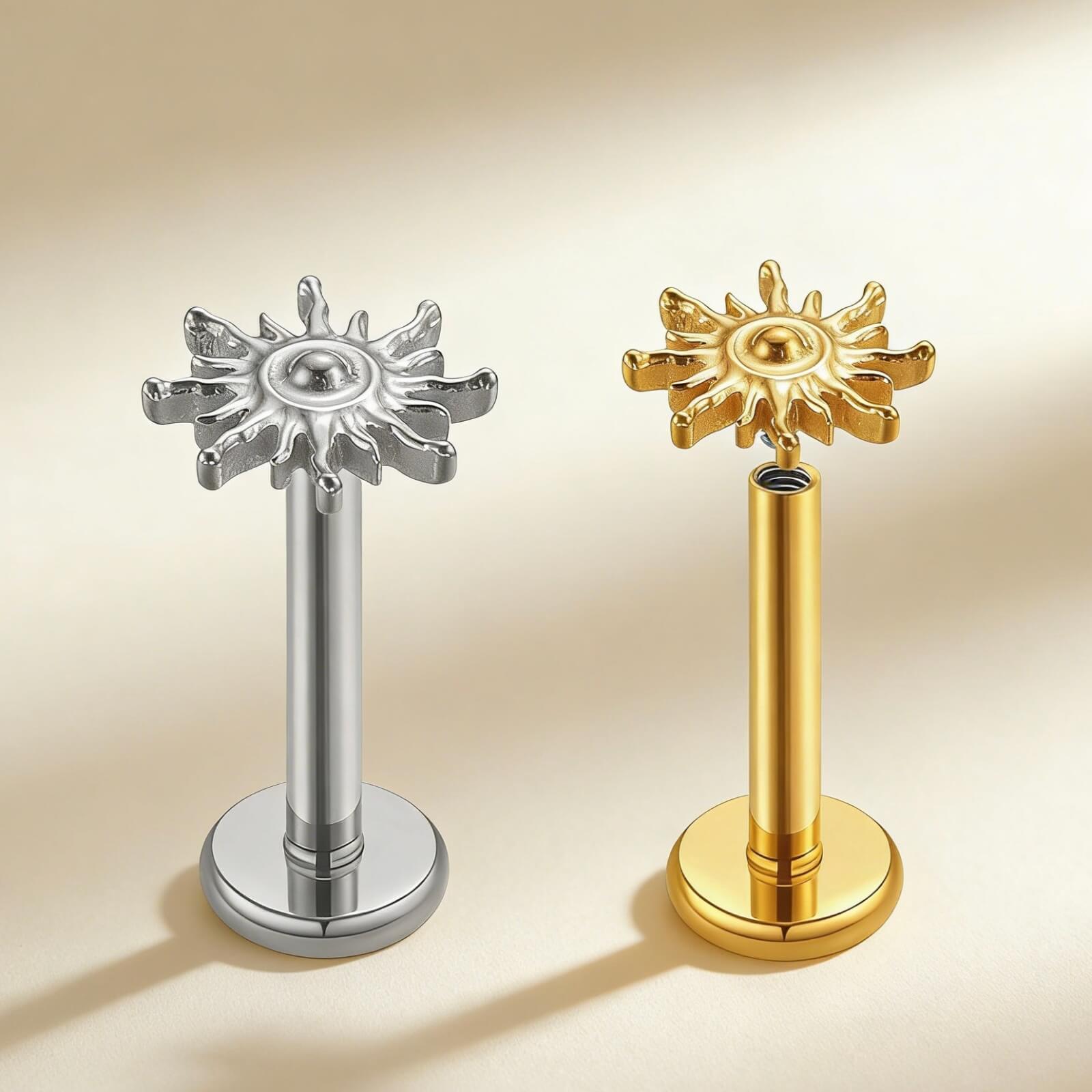 F136 Titanium Sunburst Labret Stud - Image 1