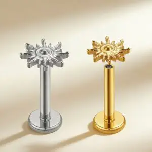 F136 Titanium Sunburst Labret Stud