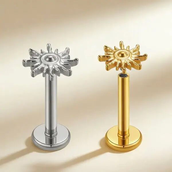 F136 Titanium Sunburst Labret Stud