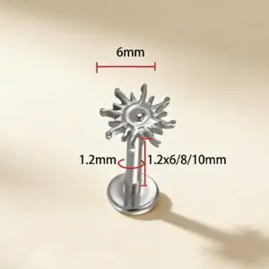 F136 Titanium Sunburst Labret Stud - Image 2