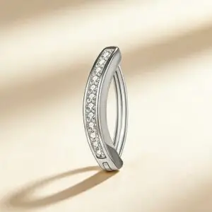 G23 Titanium Pave CZ Curved Belly Ring