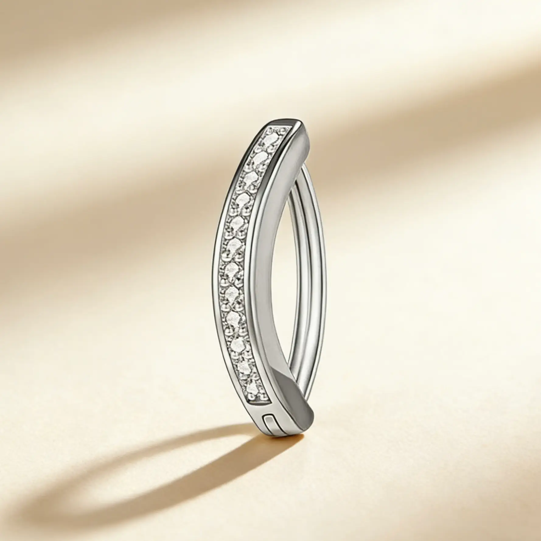 G23 Titanium Pave CZ Curved Belly Ring - Image 1