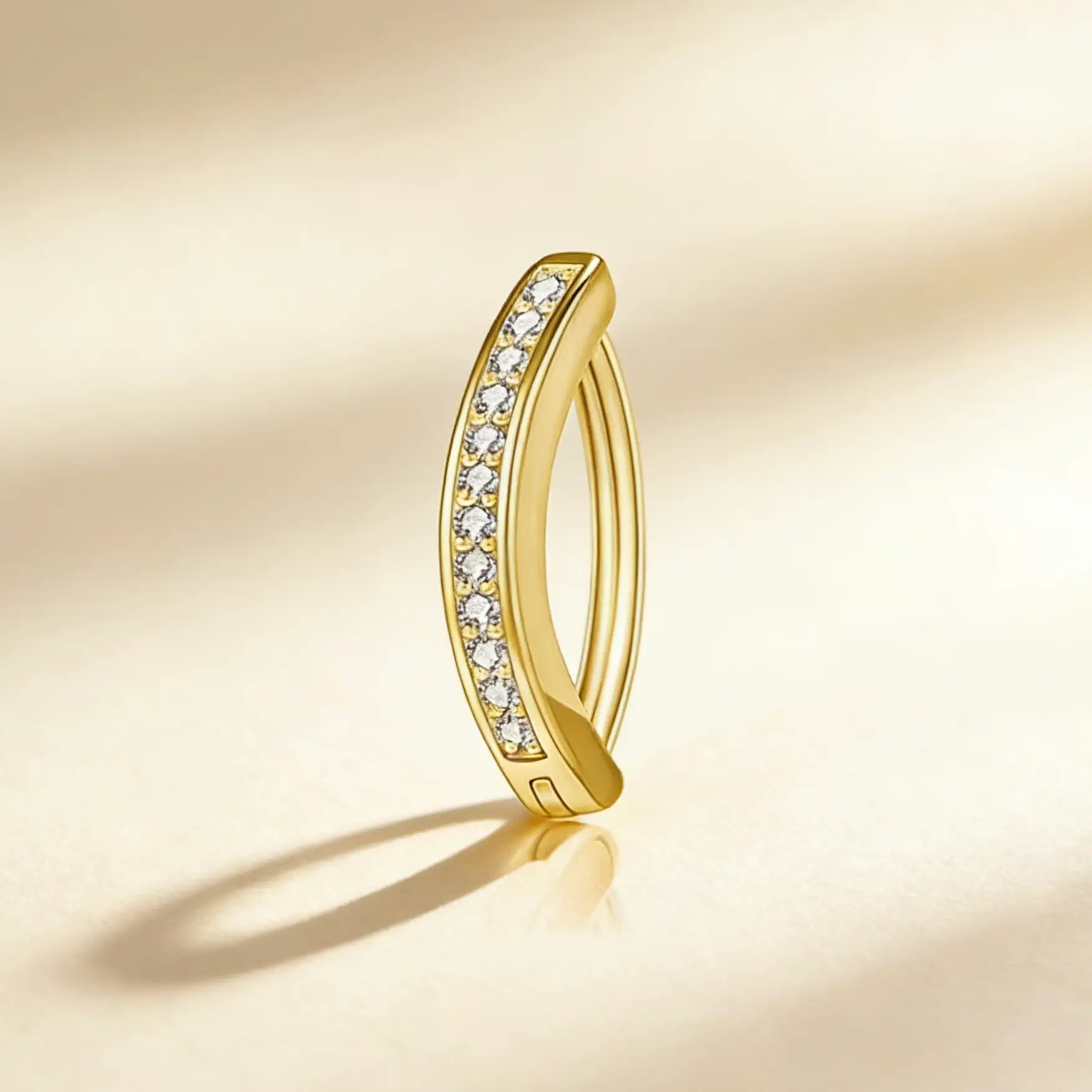 G23 Titanium Pave CZ Curved Belly Ring - Image 2