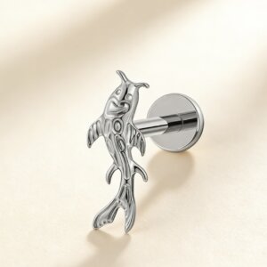 F136 Titanium Koi Fish Labret Stud