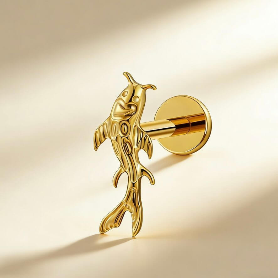 F136 Titanium Koi Fish Labret Stud - Image 2