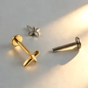 G23 Titanium North Star Cross Labret Stud