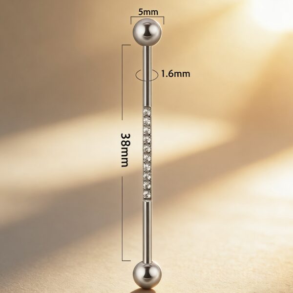 14G Pave CZ Surgical Steel Bar Earring