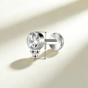 G23 Titanium Round CZ Triple Ball Labret Stud - Image 2