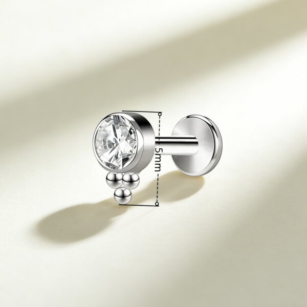 G23 Titanium Round CZ Triple Ball Labret Stud