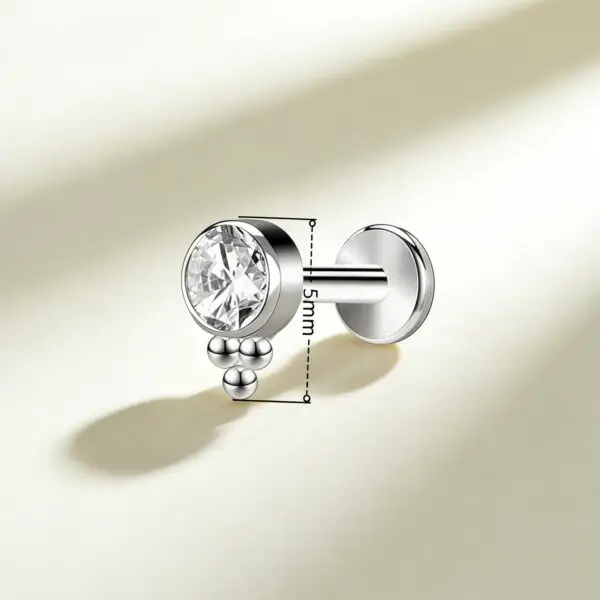 G23 Titanium Round CZ Triple Ball Labret Stud