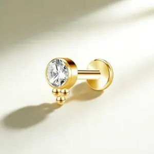 G23 Titanium Round CZ Triple Ball Labret Stud - Image 3