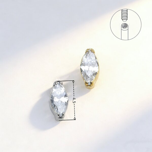 G23 Titanium Marquise CZ Labret Stud
