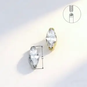 G23 Titanium Marquise CZ Labret Stud - Image 2