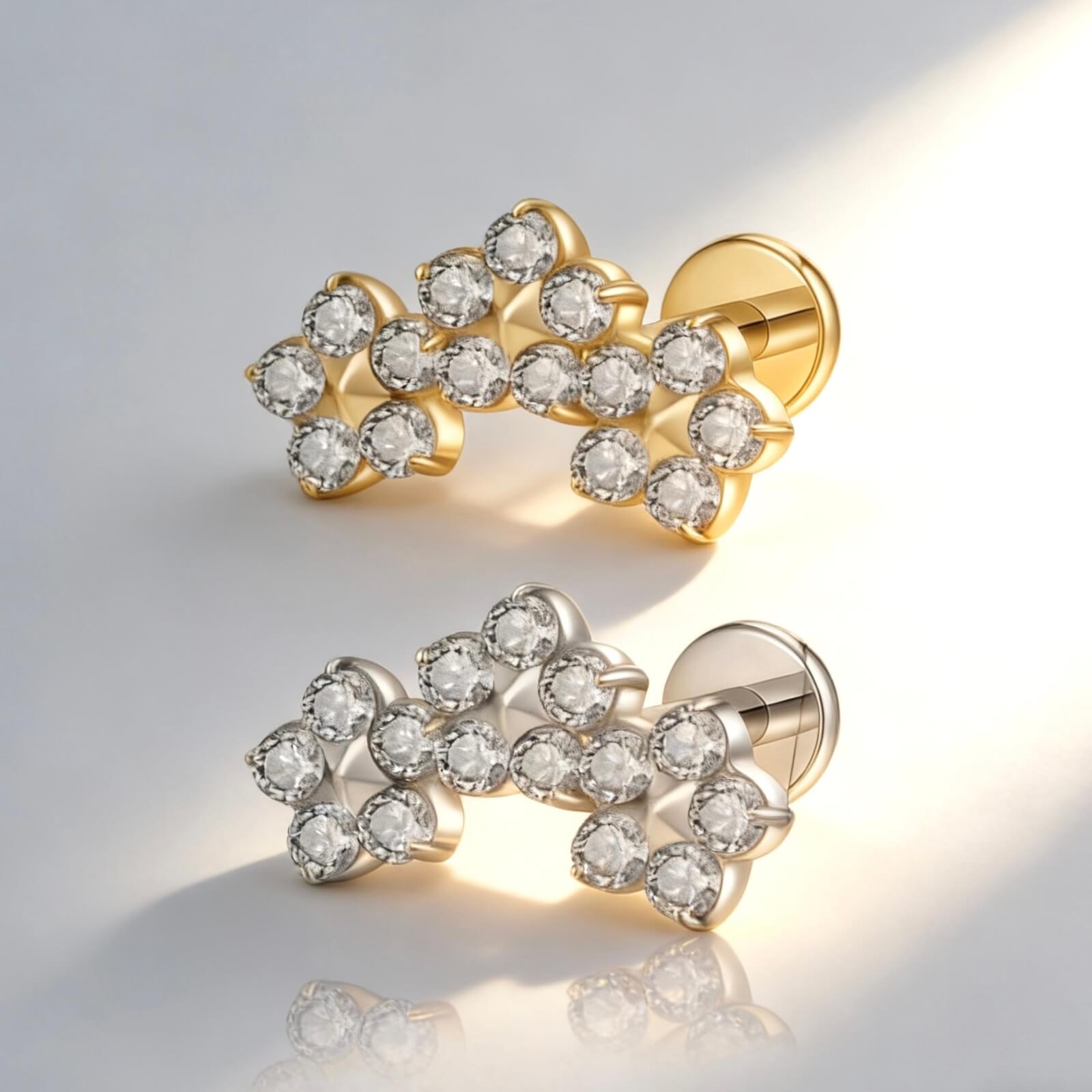 G23 Titanium Cluster CZ Labret Stud - Image 1