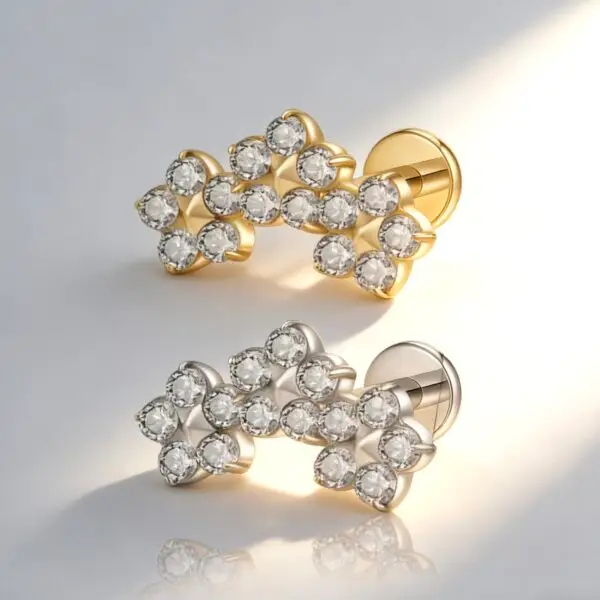 G23 Titanium Cluster CZ Labret Stud