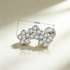 G23 Titanium Cluster CZ Labret Stud - Image 2