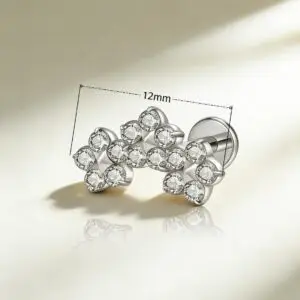 G23 Titanium Cluster CZ Labret Stud - Image 2