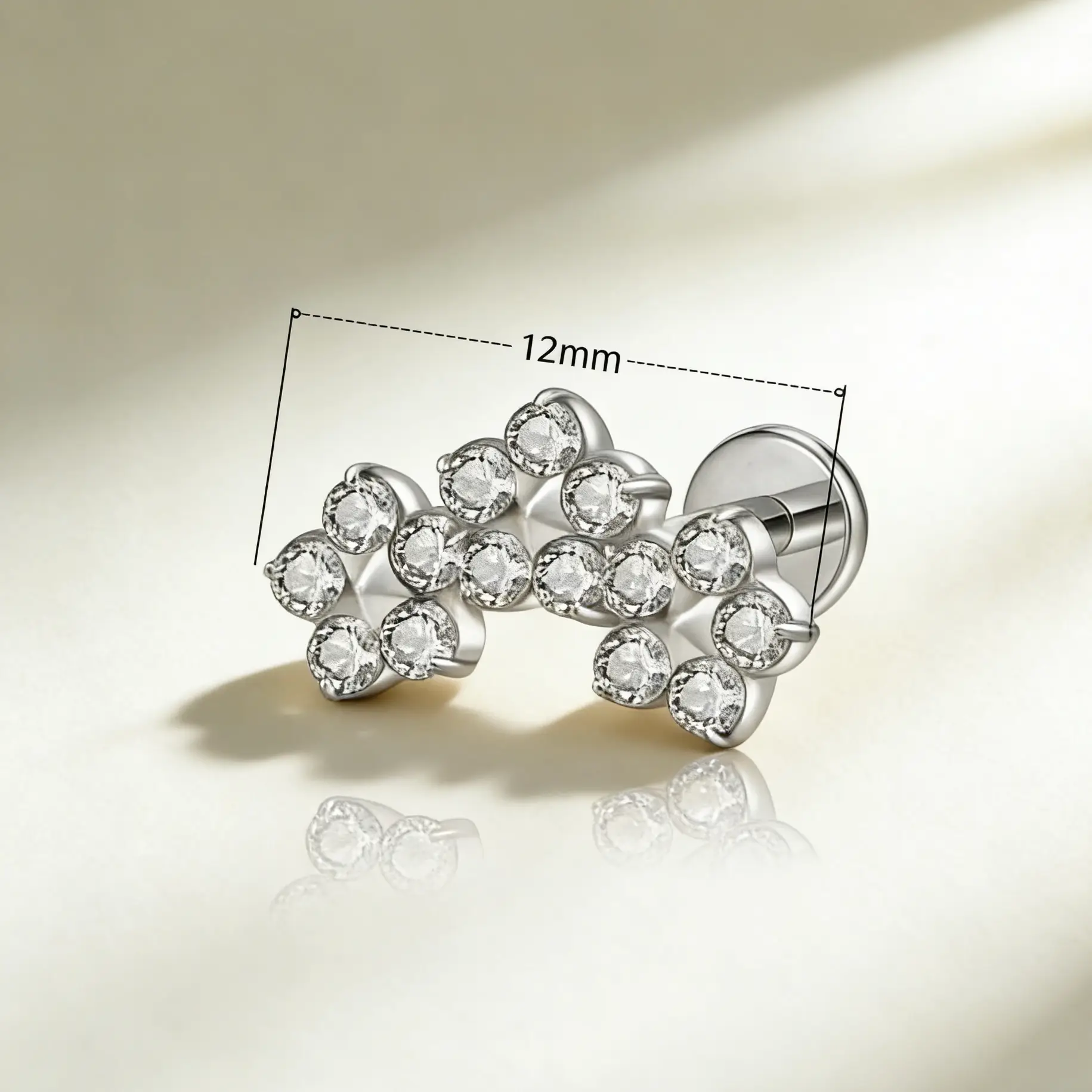 G23 Titanium Cluster CZ Labret Stud - Image 2