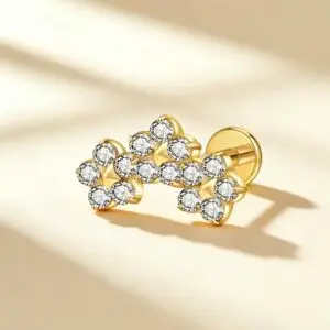 G23 Titanium Cluster CZ Labret Stud - Image 3