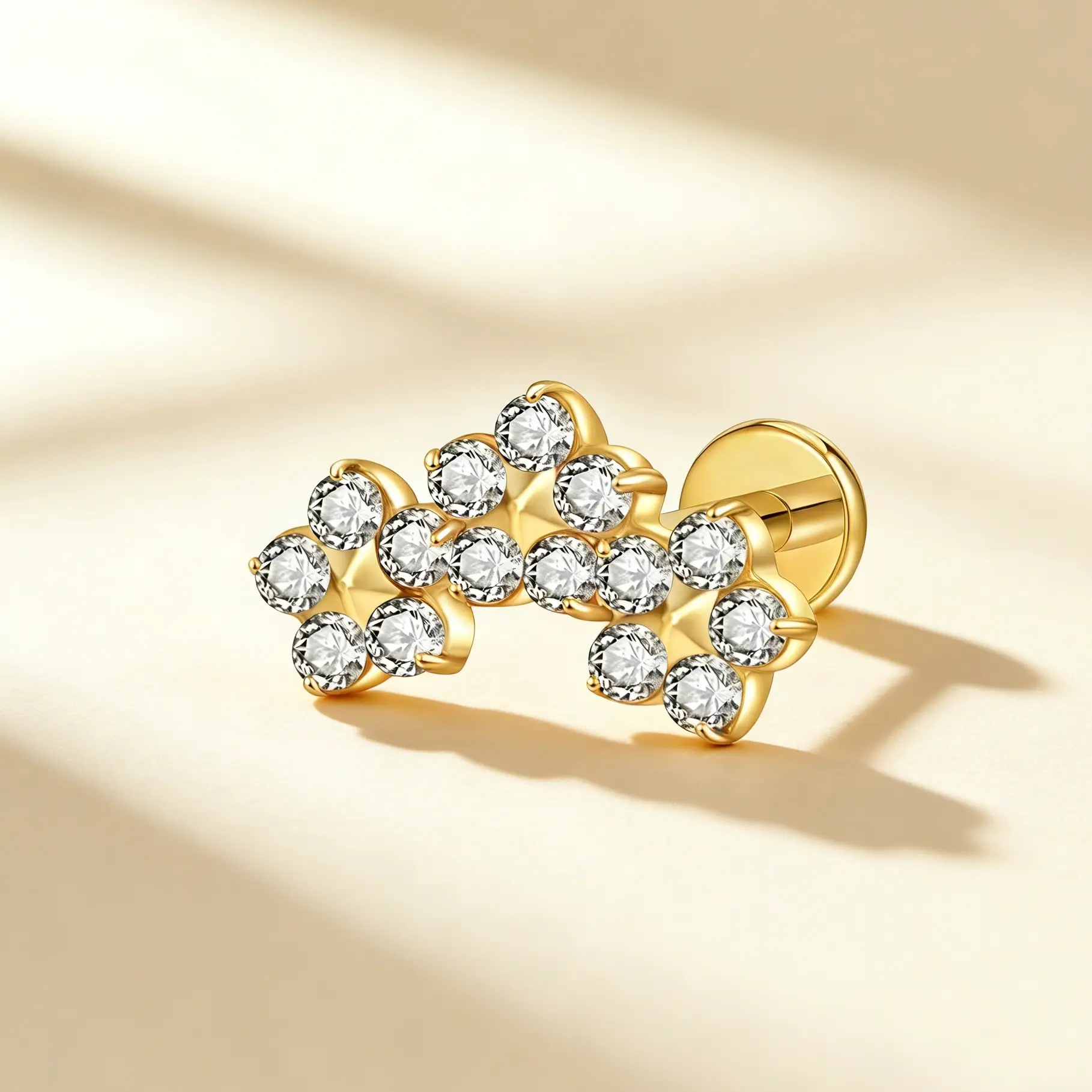 G23 Titanium Cluster CZ Labret Stud - Image 3