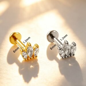 ASTM F136 Titanium Marquise CZ Crown Labret Stud