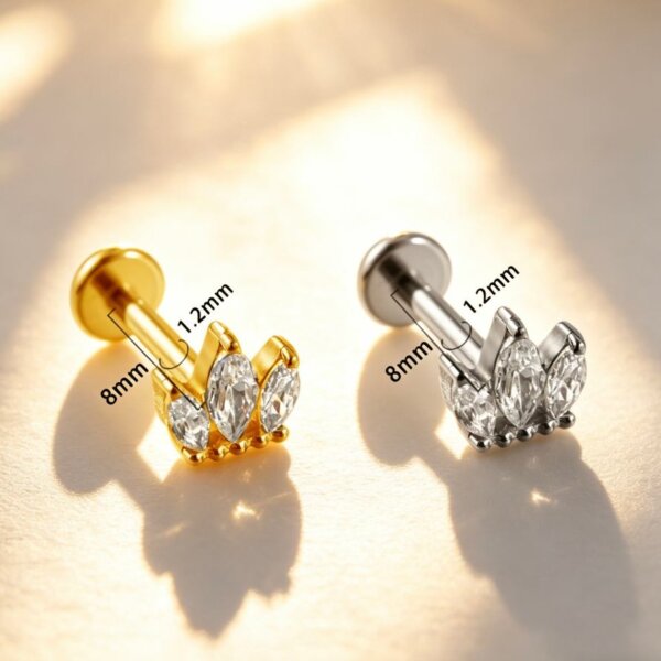 ASTM F136 Titanium Marquise CZ Crown Labret Stud